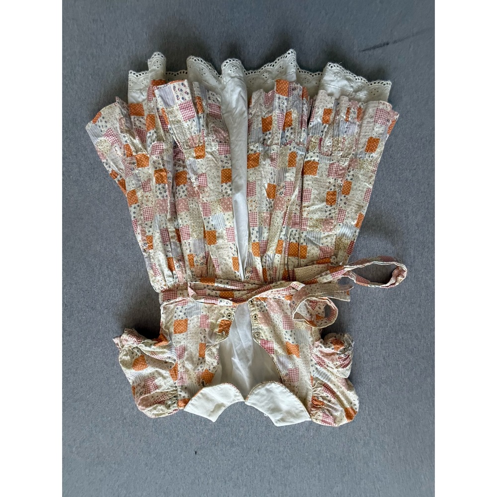 Minimodo Girls Vintage Patchwork Eyelet Lace Dress Orange Pink Cottagecore